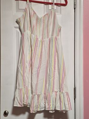 torrid White Dress with Pastel Stripe Accents
